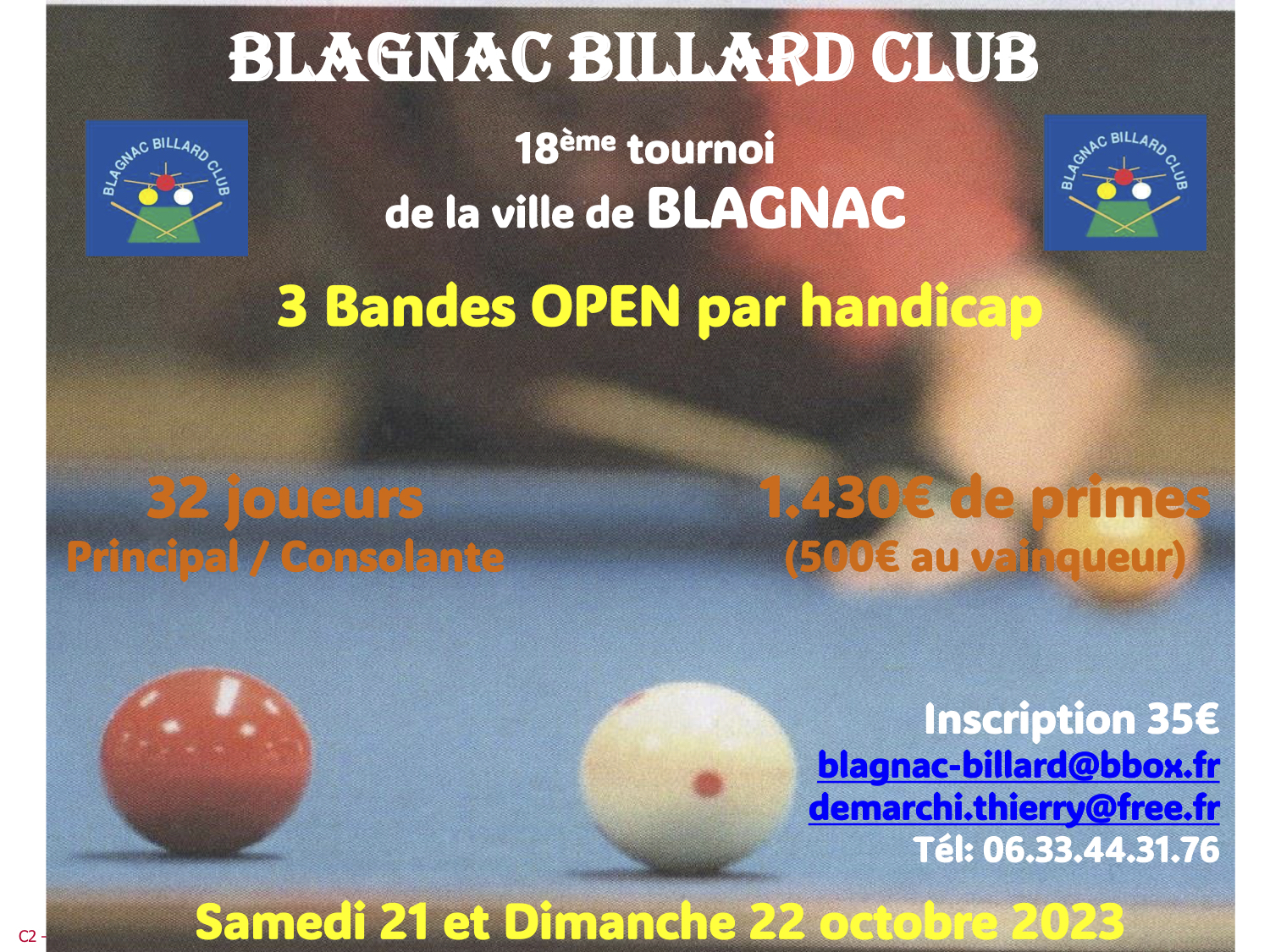 19 et 20 Octobre 19 ème Open de la Ville de Blagnac 31700 Ligue Occitanie